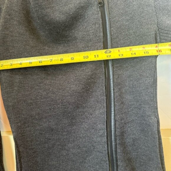 VINCE Wool Leather Moto Sweater Jacket Knit Asymmetrical Zip Funnel Minimalist - Picture 12 of 16